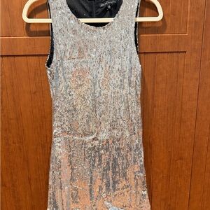 Silver Sequin Sleeveless Mini Dress